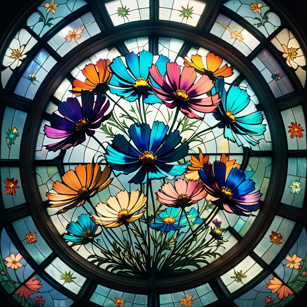 Cosmos in Stained Glass Dome: Cinematic Still