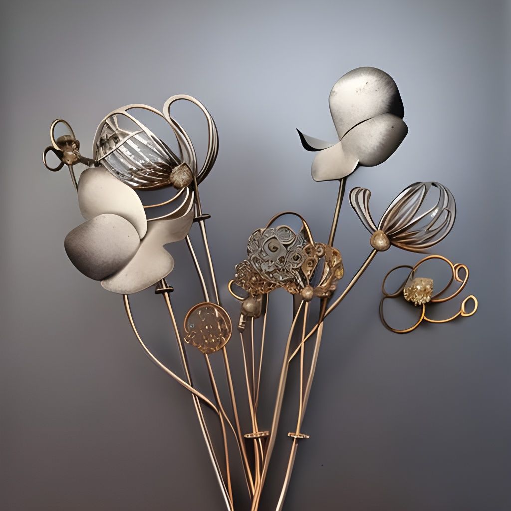 Ornate Steel Magnolia Bouquet in Rainbowcore Style