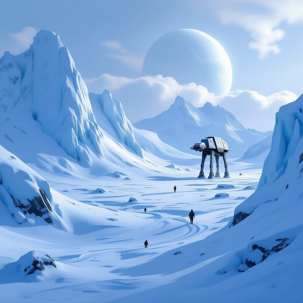 Epic Sci-Fi Snowscape on Hoth in Ralph McQuarrie Style
