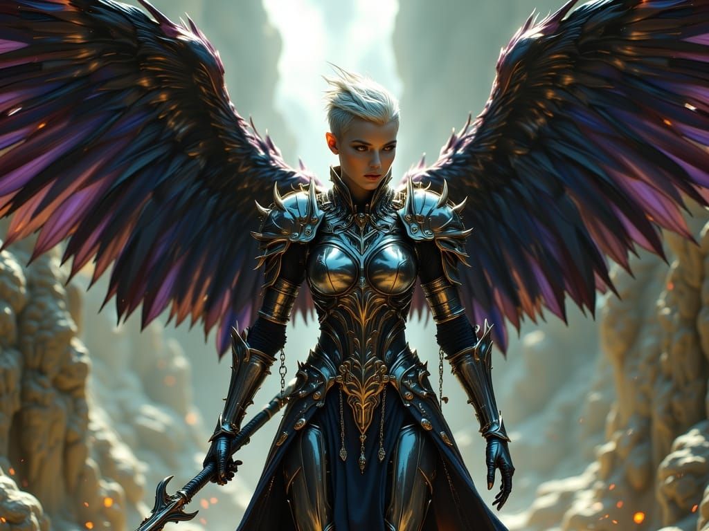 Angelic Guard in Full Plate Armor with Eagle Wings