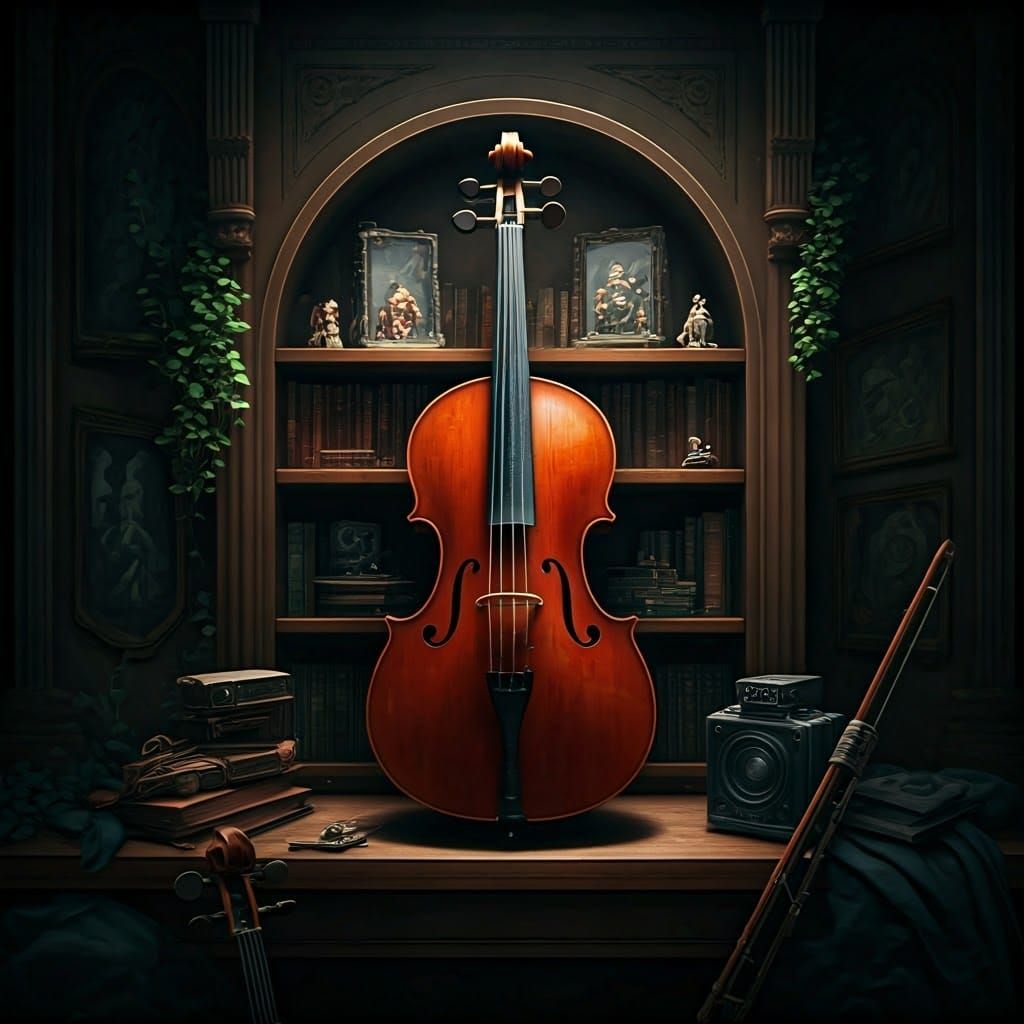 Viola Surrounded by Miniatures: Detailed Matte Painting