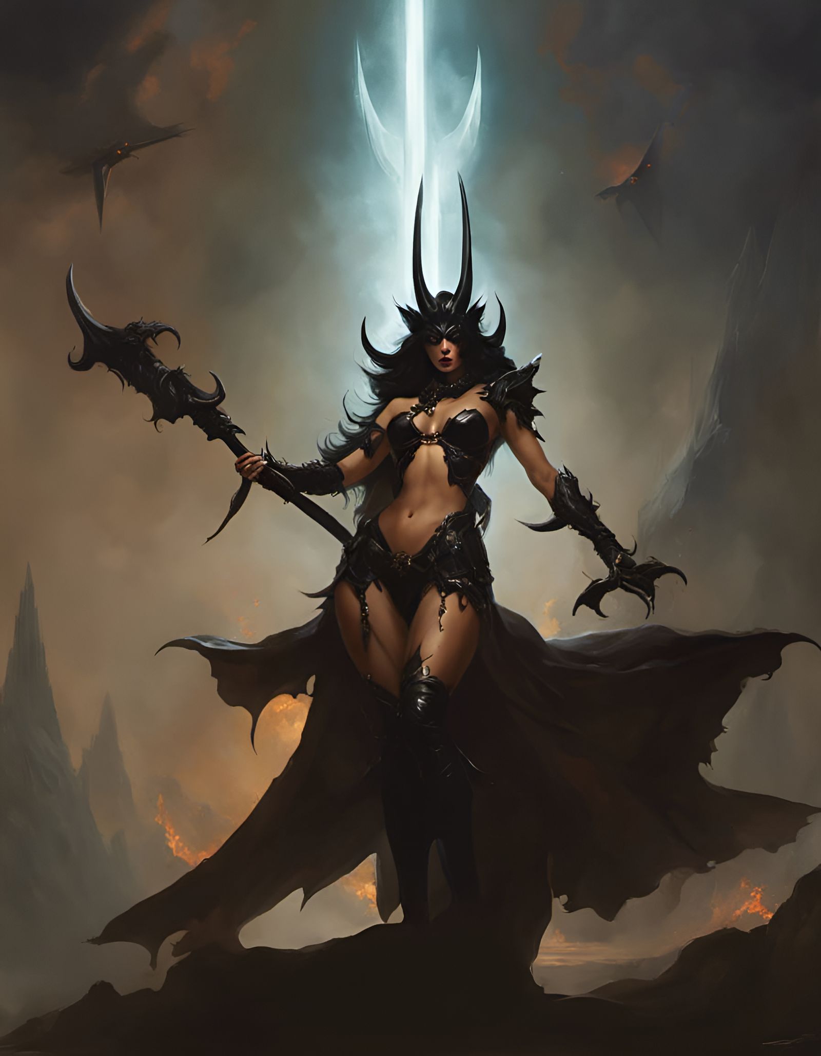 Demonic Woman in Dark Fantasy Style