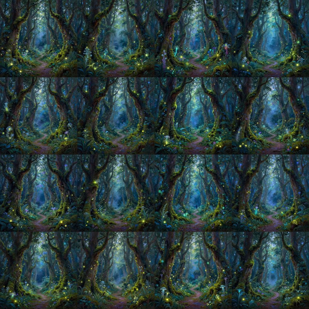 Bioluminescent Forest Twilight Concept Art