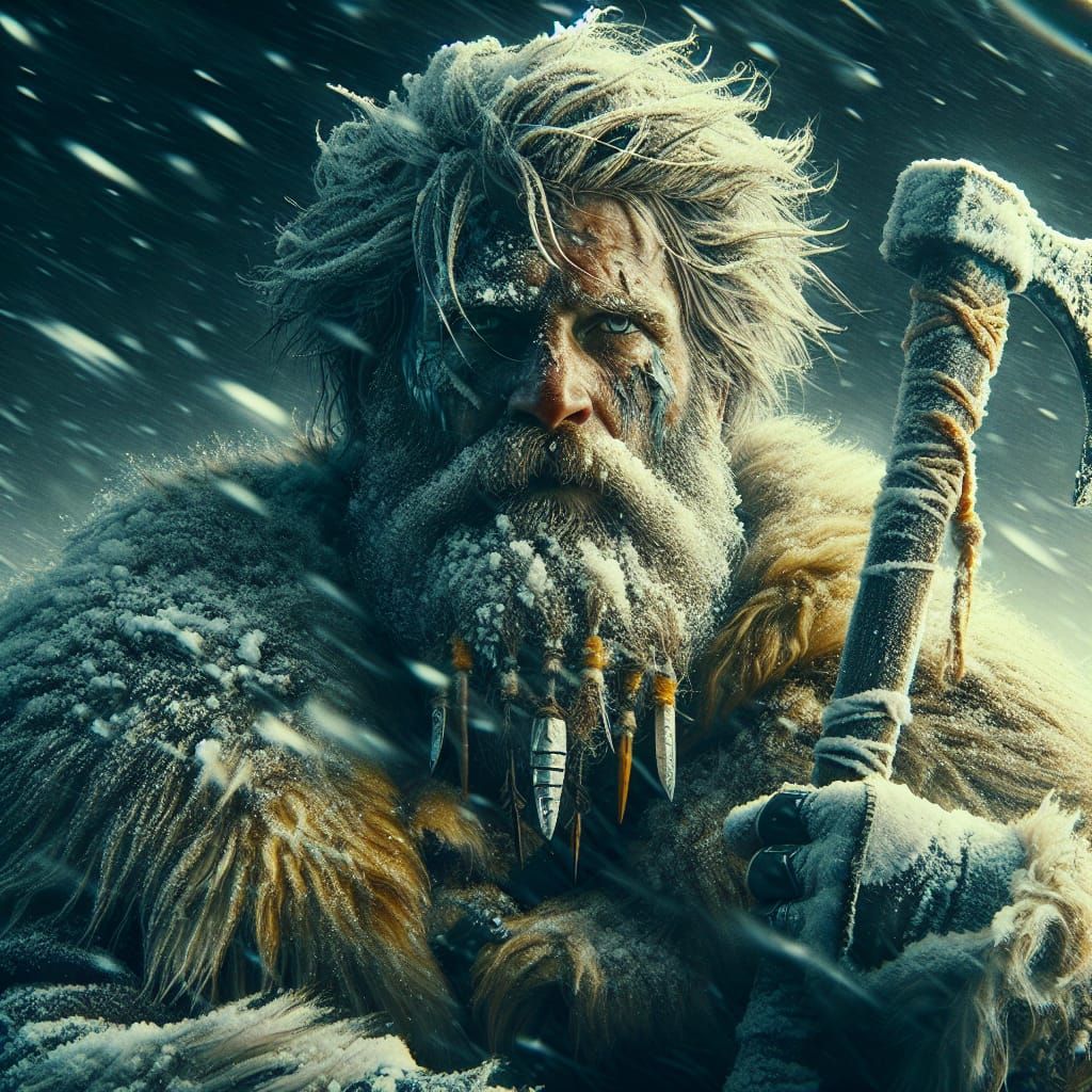 Viking in Snowstorm: Matte Painting Concept Art