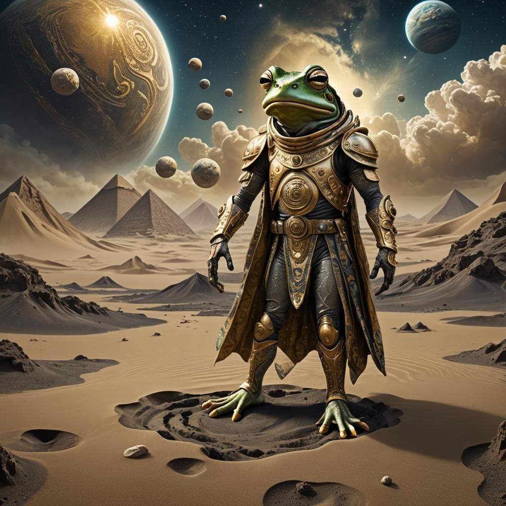 Egyptian Frog on Alien Planet: Surreal Digital Art