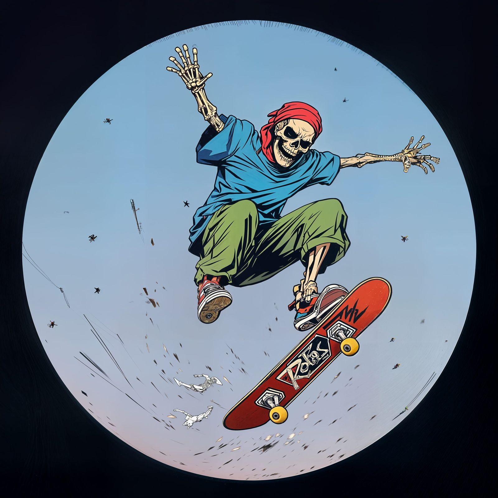 Skeleton Shreds the Skates in a Vibrant, High-Flying Ollie