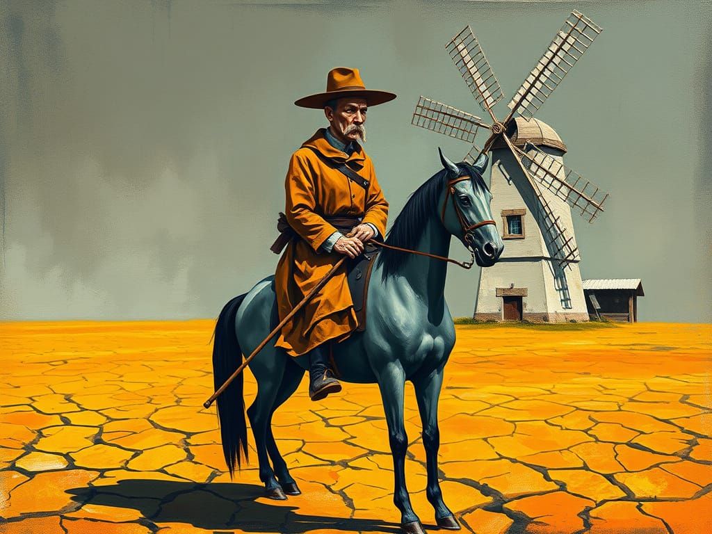 Gaunt Knight on Horseback in Goya-esque Style