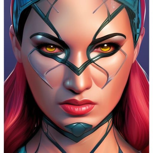 Detailed Female Superhero Comic Book Art