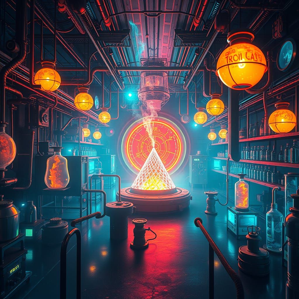 Mystical Noble Gas Laboratory in Digital Art Style