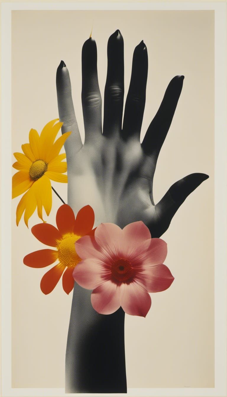Rayograph By Man Ray ,  (human hand with four fingers and on...