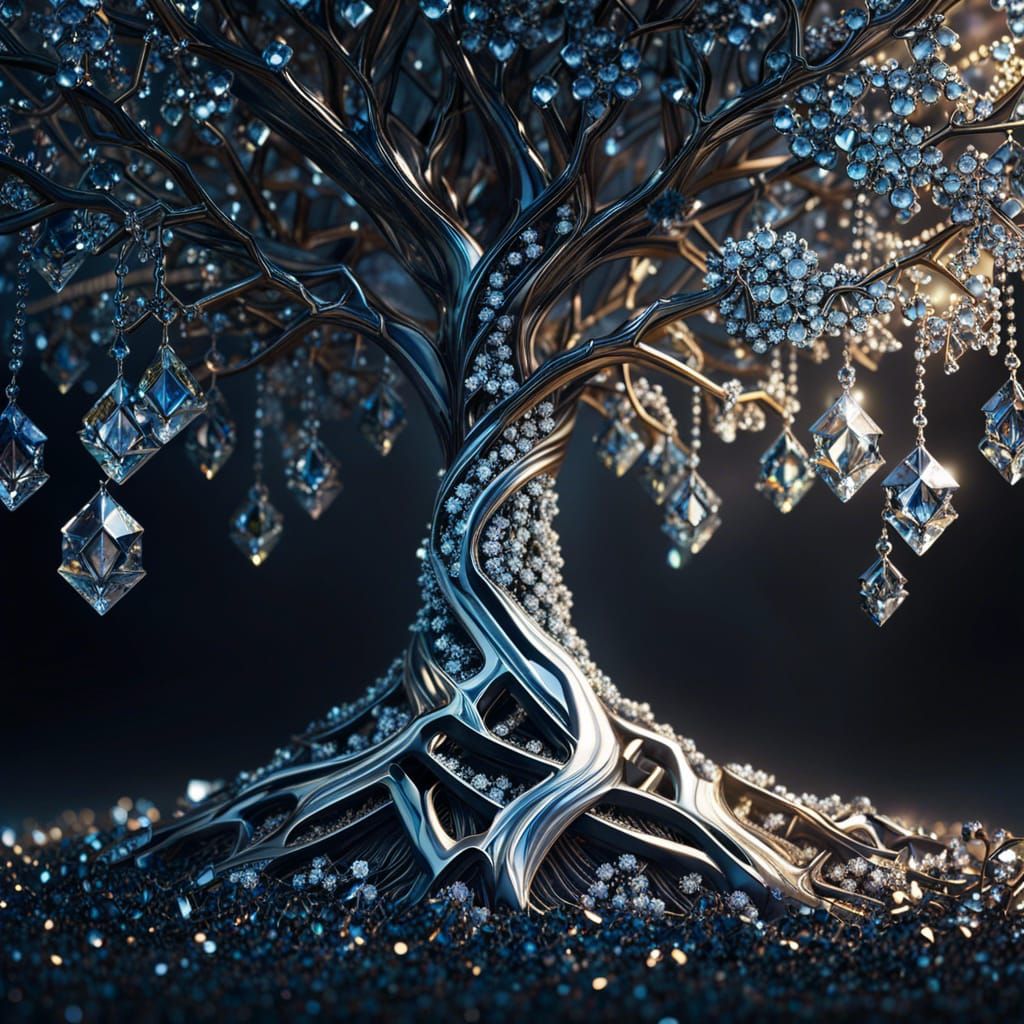 Diamond Tree: Hyperdetailed Fantasy Masterpiece in 8k