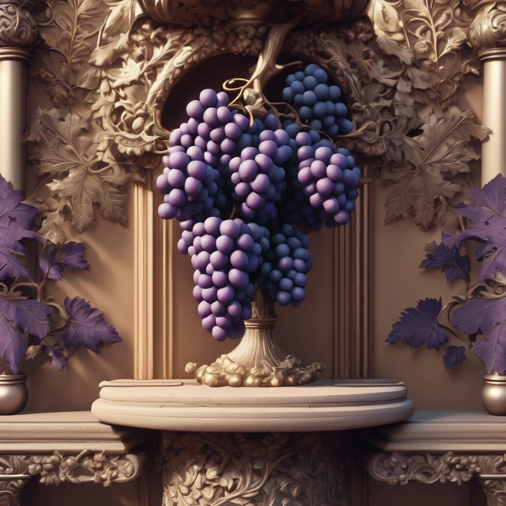 Grapes of Ancient Wisdom in Vibrant Fantasy Art