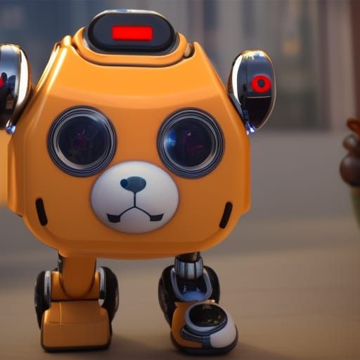 Adorable Metal Robot Dog in 3D Game Style