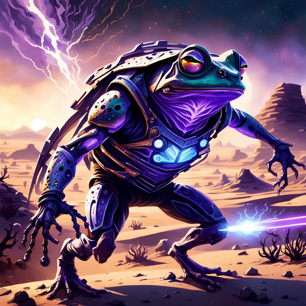 Alien Frog Leaps Through Desolate Desert