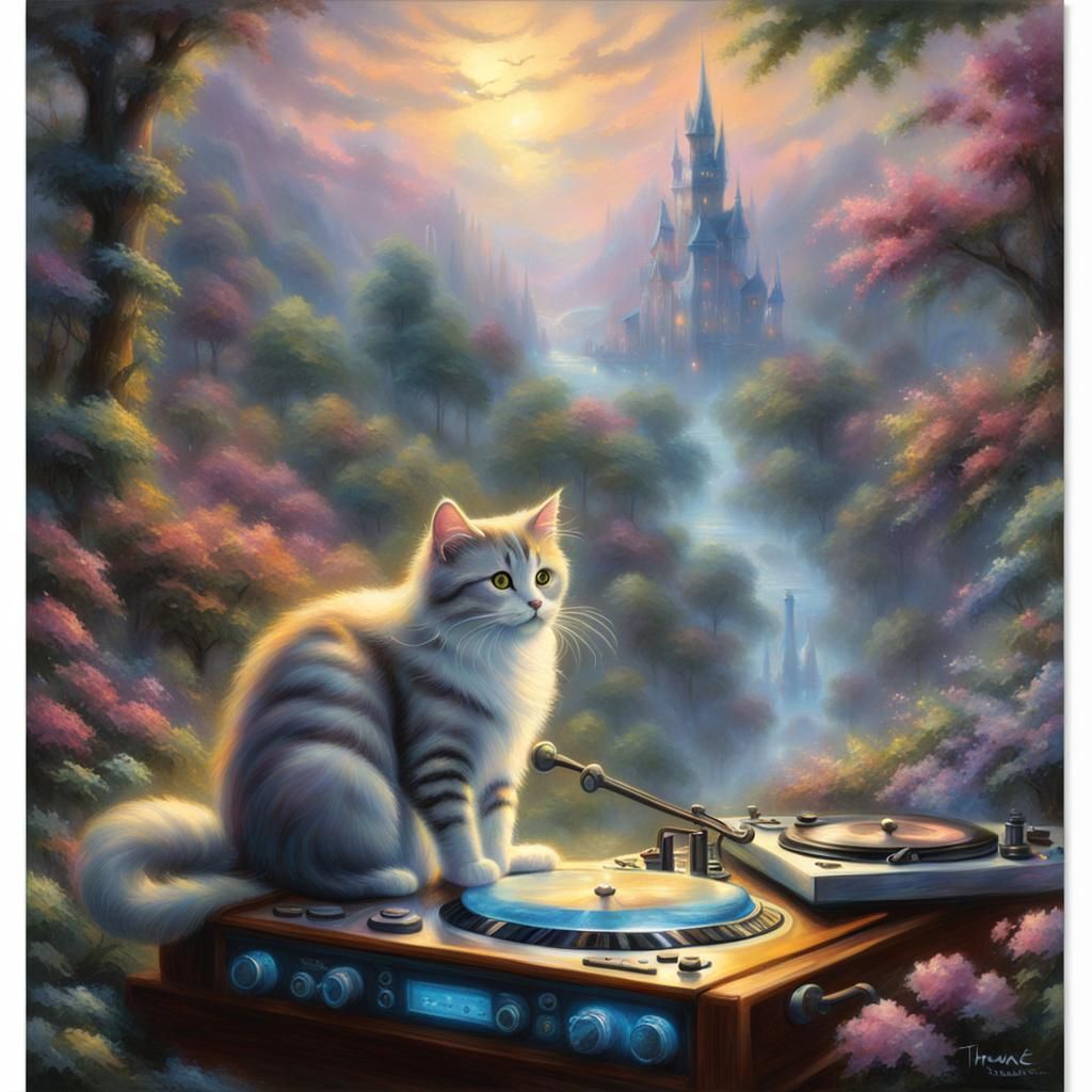 DJ Cat in Ethereal Fantasy Style