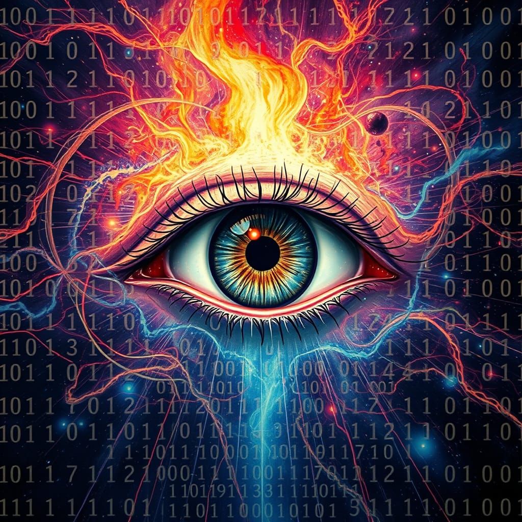 Mesmerizing Eye in Holographic Cosmic Illustration