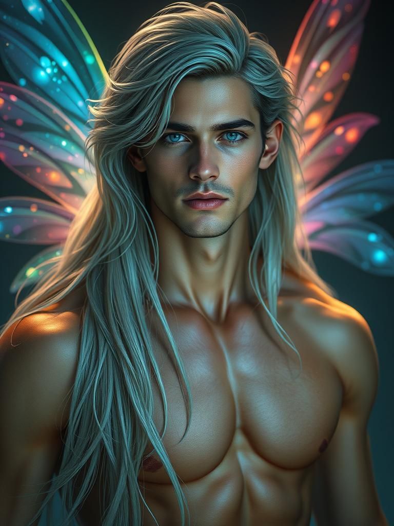 Handsome Male Fairy Portrait in Fantasy Art Style