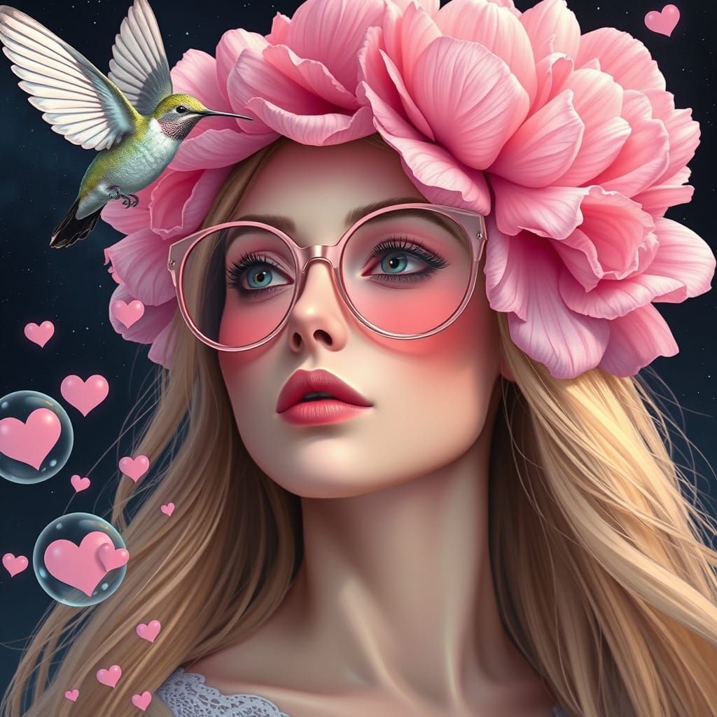 Woman with Peony Crown in Greg Rutkowski Style