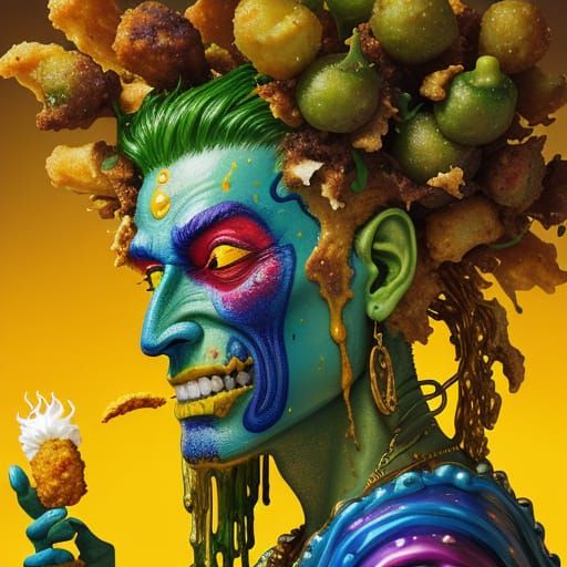 God of Fried Pickles in Pop Surrealism Style