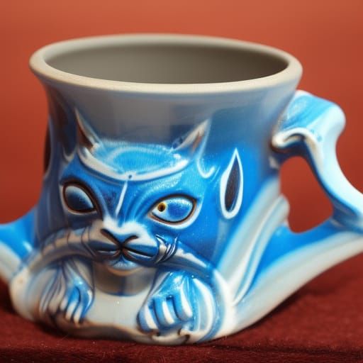 Demonic Rabbits Under Blue Night, Oil Painting