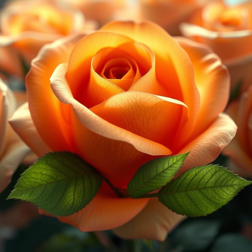 Hyper-Realistic Orange Rose in Soft Focus