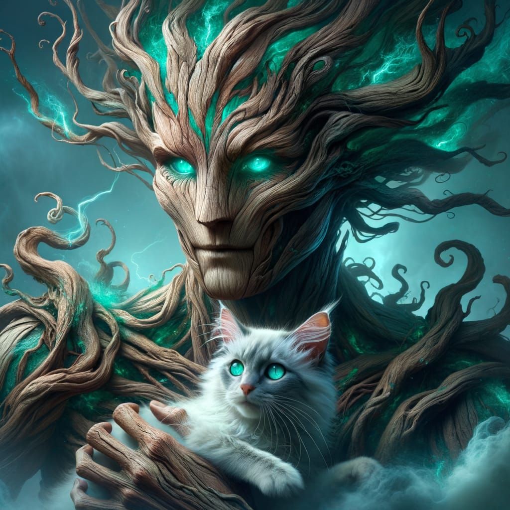 Mystic Guardian of Whimsy Cradles Delicate Feline