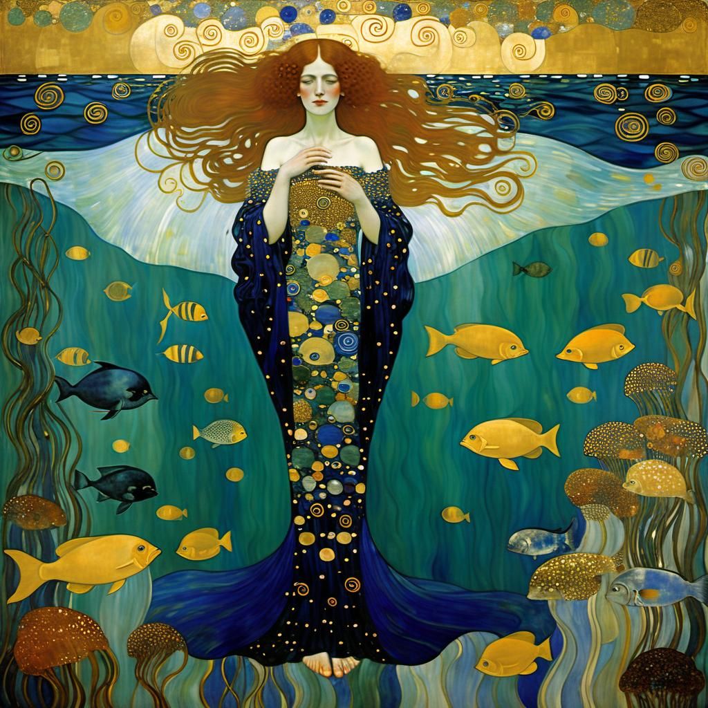 Lady Sea in Gustav Klimt Style