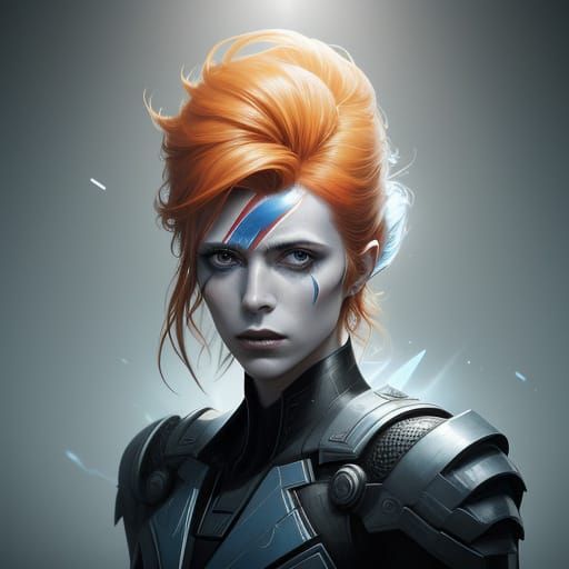 Woman Embodies David Bowie in Splash Art Portrait