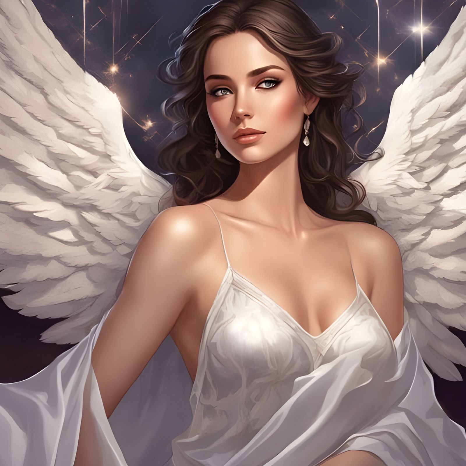 Portrait of a Beautiful Angel with Hazel Hair