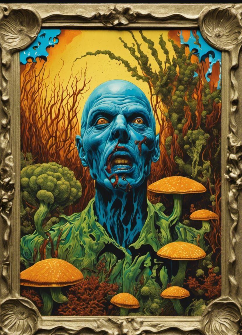 Melting Zombie Oracle Card in Art Deco Style