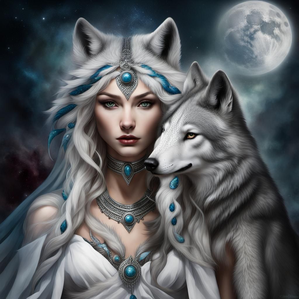 Majestic Wolf Goddess