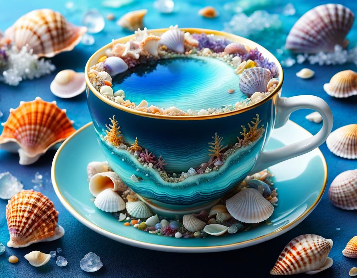 Ethereal Teacup World: A Surreal Seascape