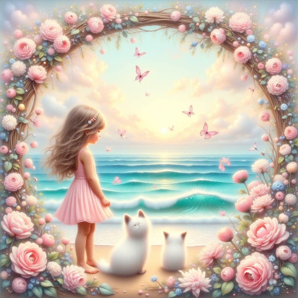 Heart Frame with Peaceful Shoreline Scene