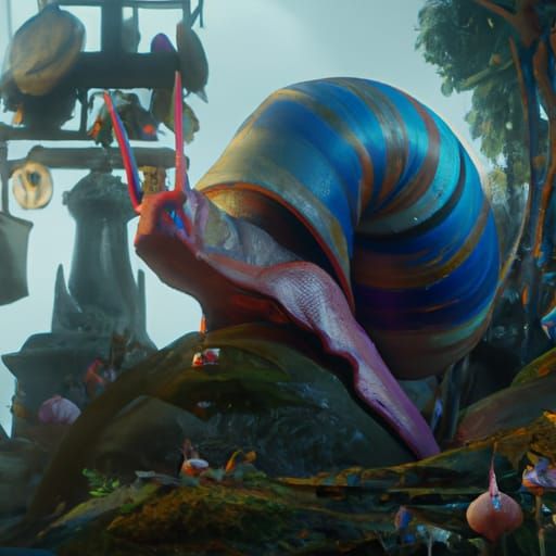 Fantastical Snail in Detailed Matte Painting