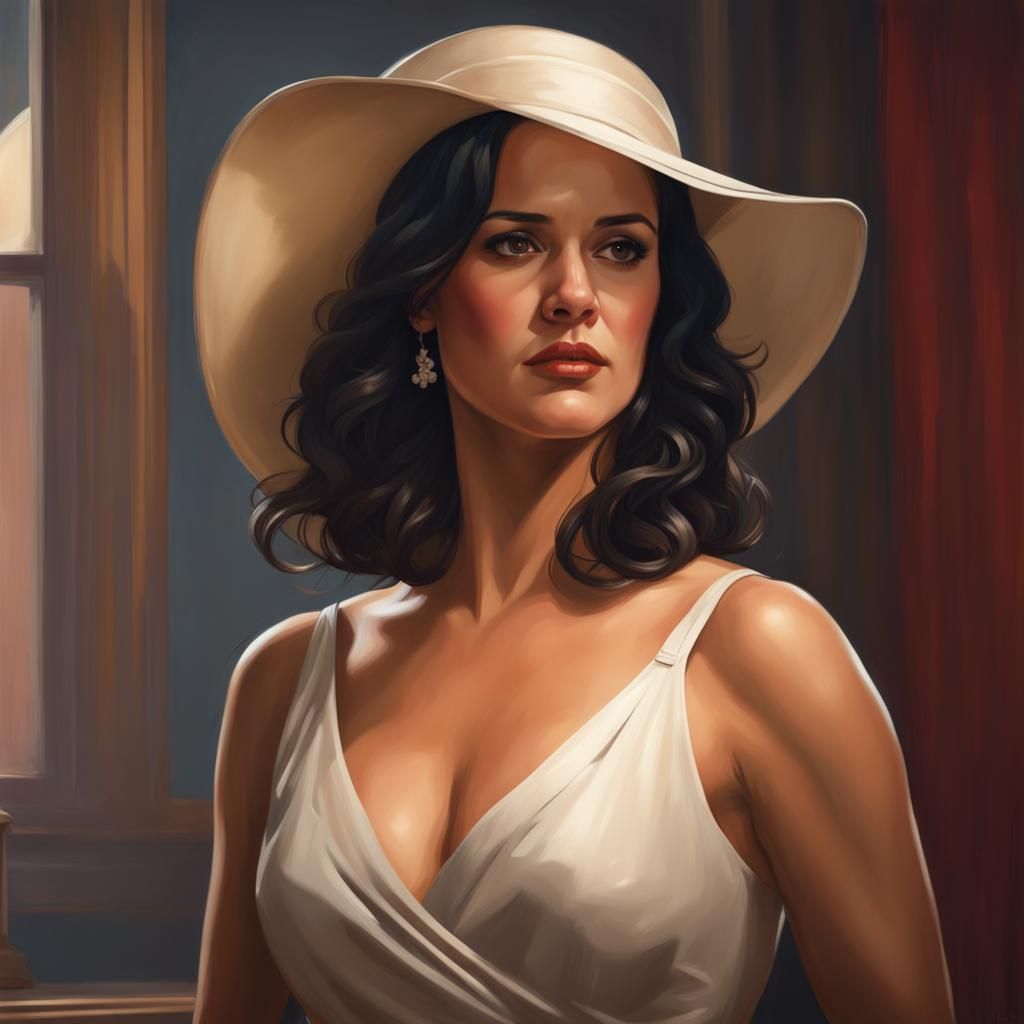Melissa Fumero Portrait in Vettriano Style