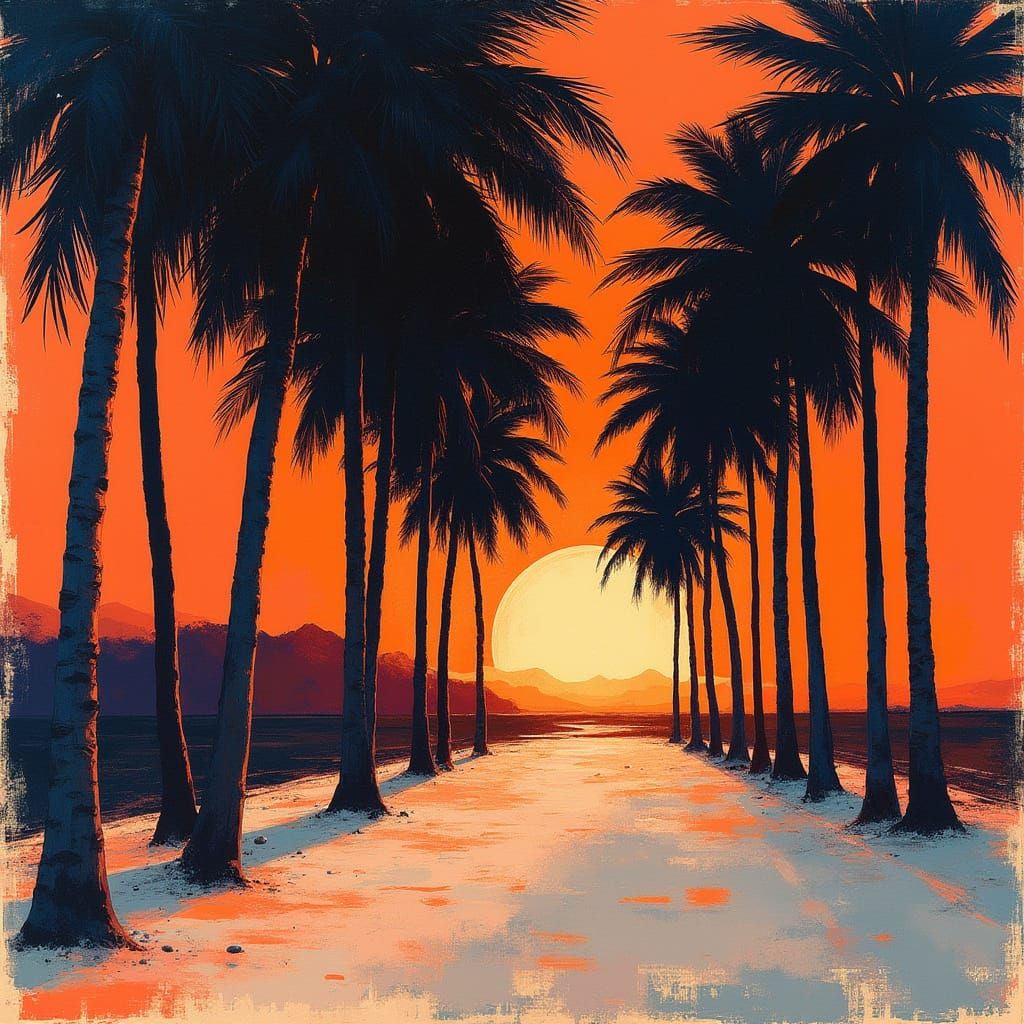 Surreal Palm Grove in Super-Retro, Ultra-Abstract Style