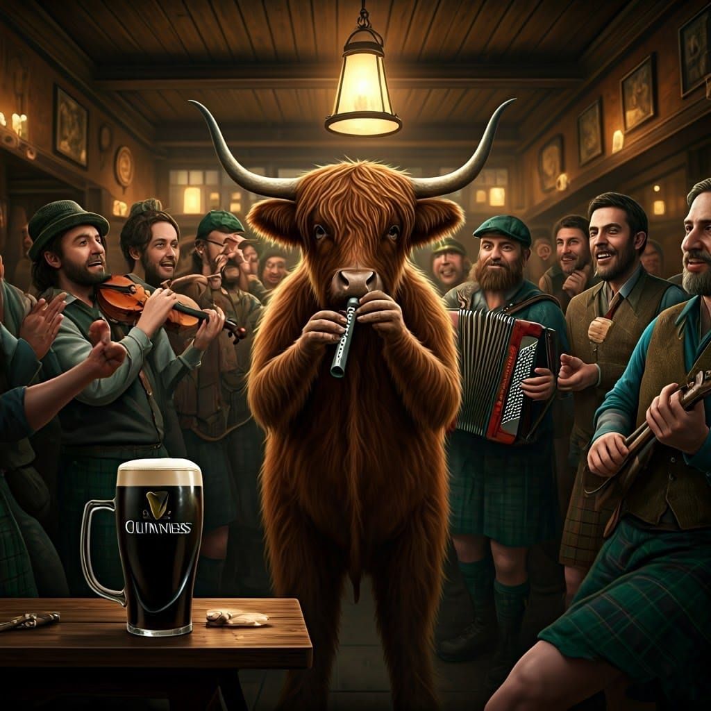 Irish Pub Jam Session with Ox, Digital Matte Painting