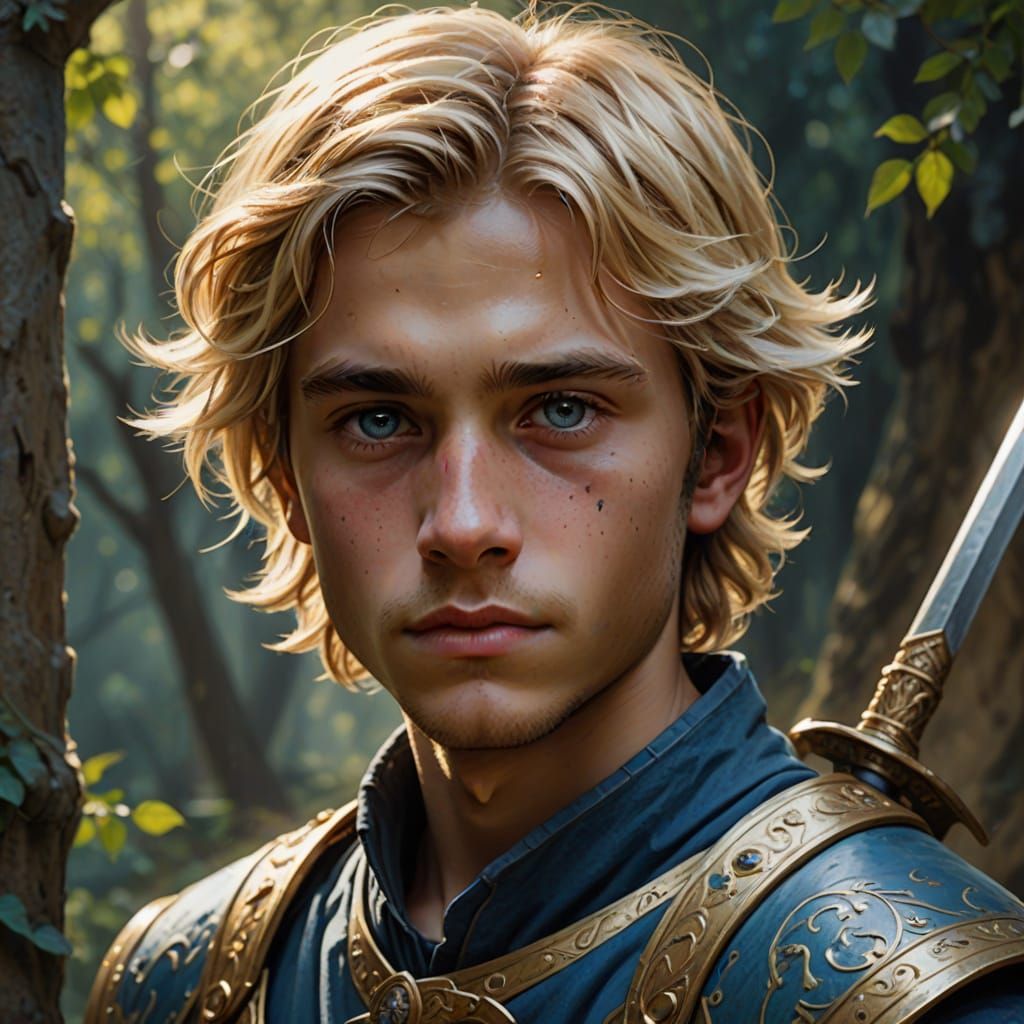 Heroic Boy with Golden Sword Concept Art