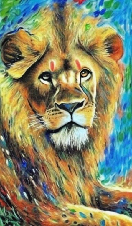 Lion portrait painting