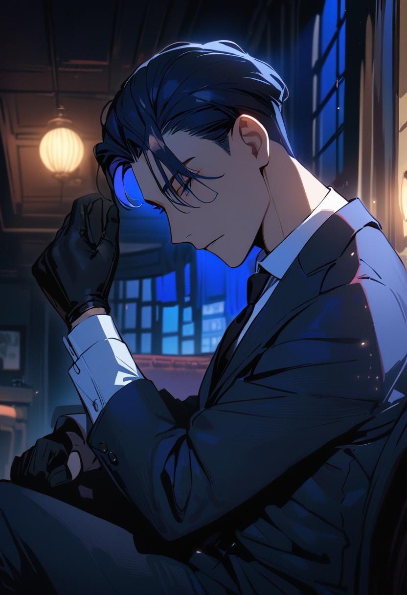 Dimly Lit Illustration of Sherlock Holmes in Suit