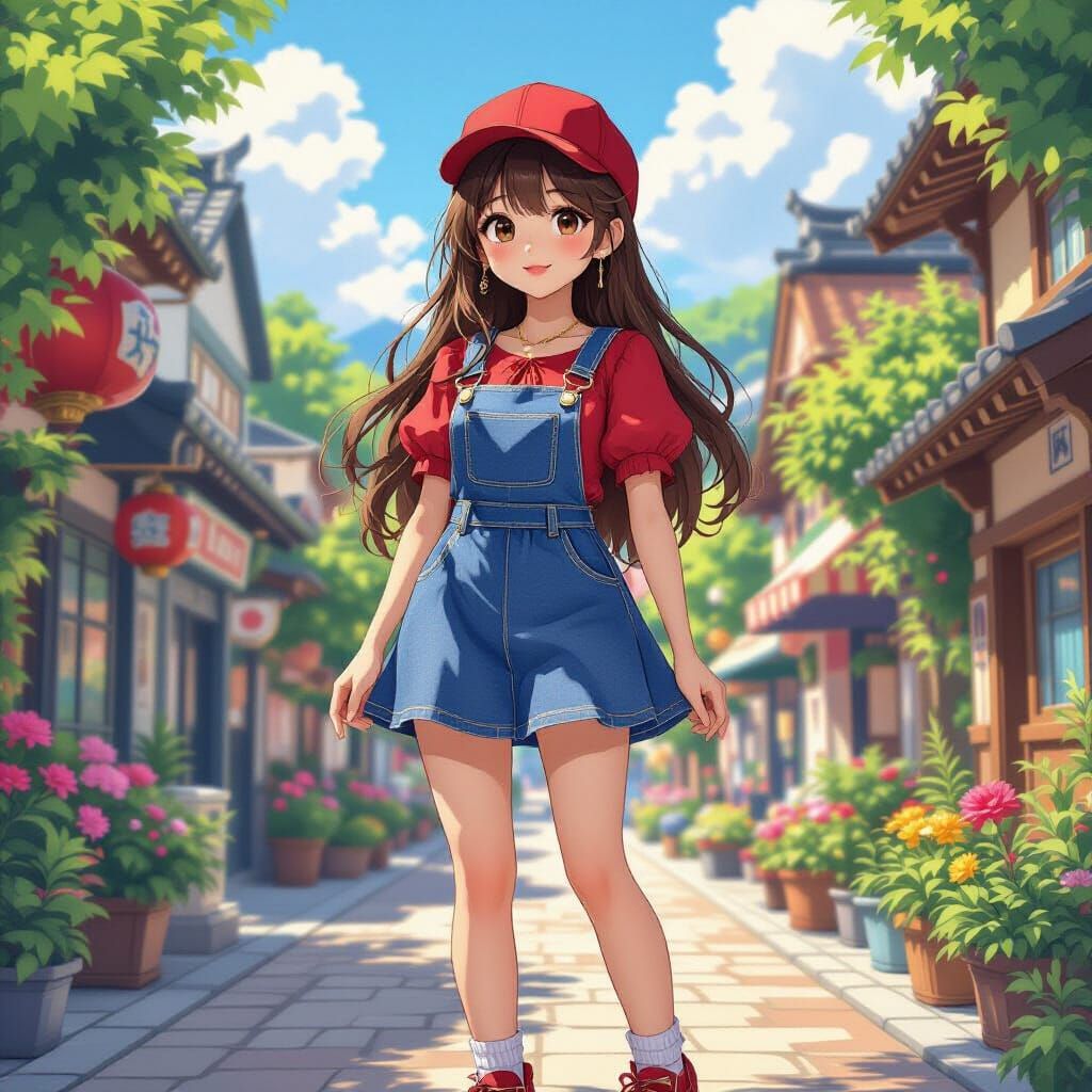 Korean Woman in Anime Style Nintendo Landscape
