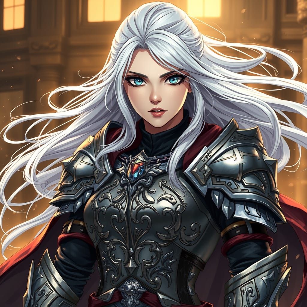 Elegant Warrior Princess in Anime-Inspired Armor