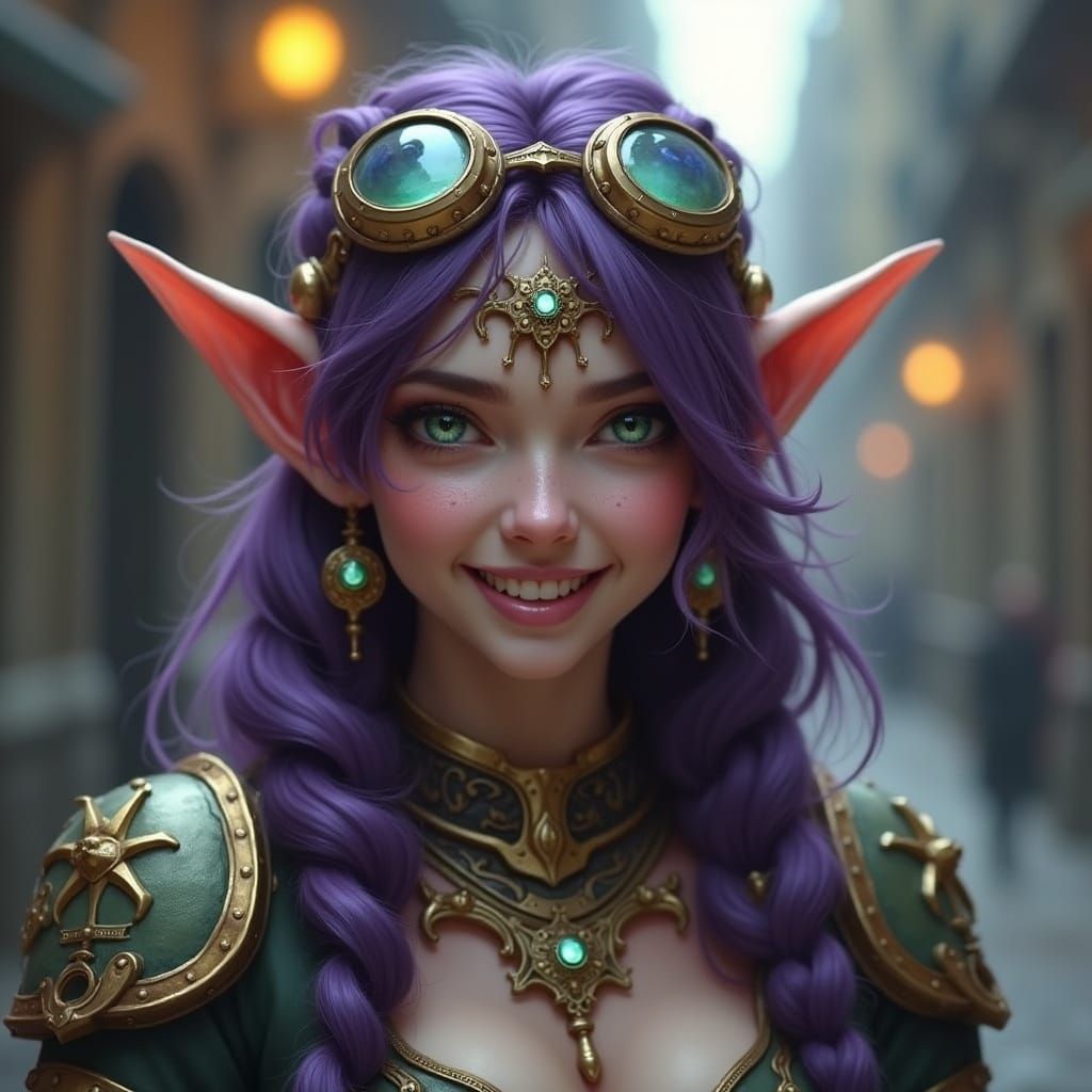 Steampunk Drow Elf Engine Portrait