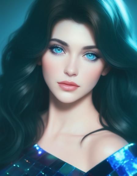 1980s glamour shot Portrait of Beautiful young lady with wav...