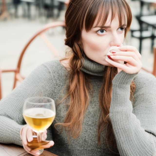 Woman with Wineglass at Restaurant Table