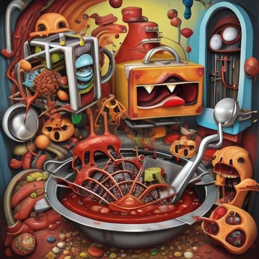 Surreal Cubist Dreamscape of Anthropomorphic Organs