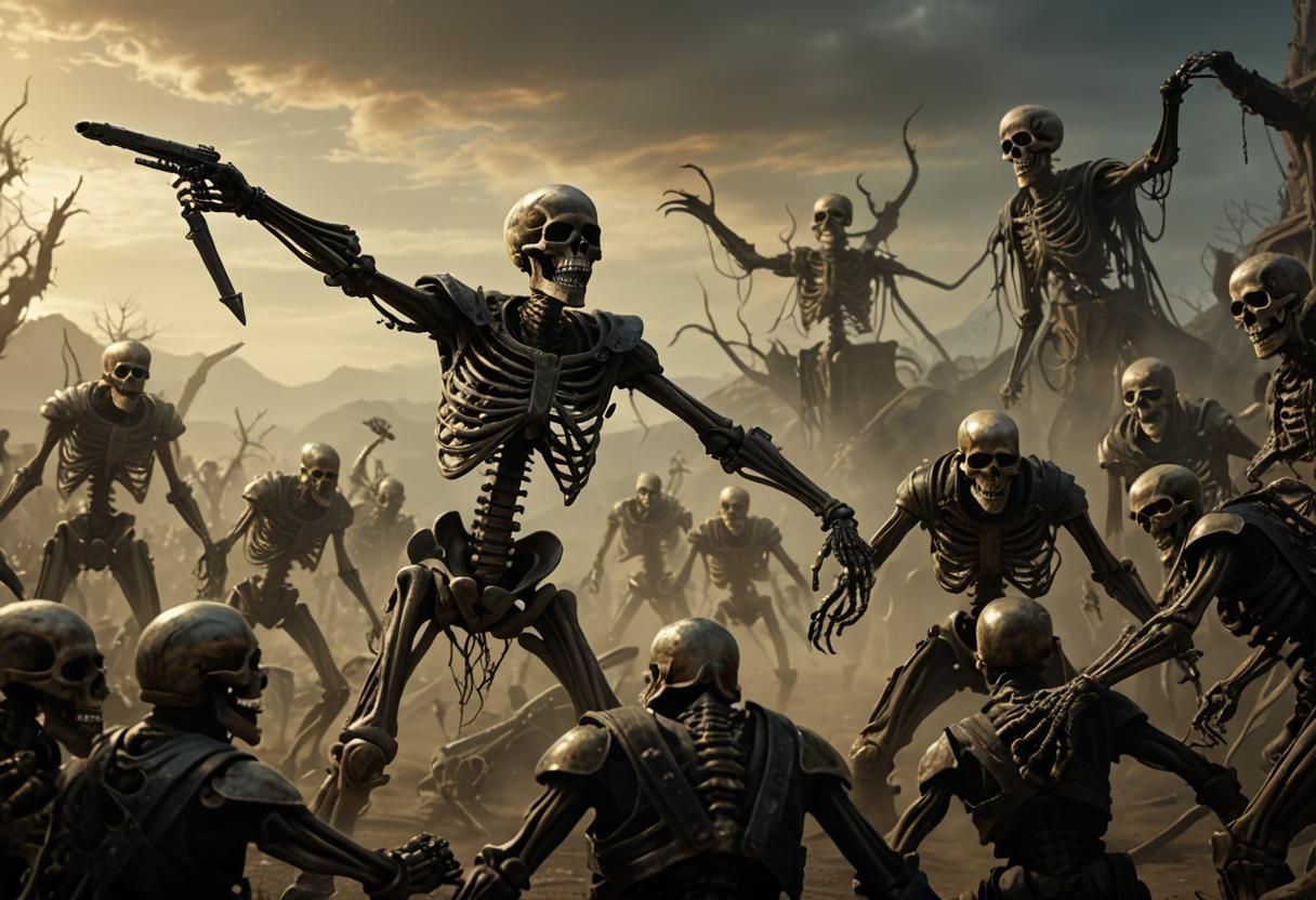 Hyperdetailed Skeleton Warrior in Eldritch Style