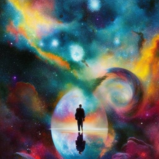 Nebula Galaxy Mirrored in Crystal Pond