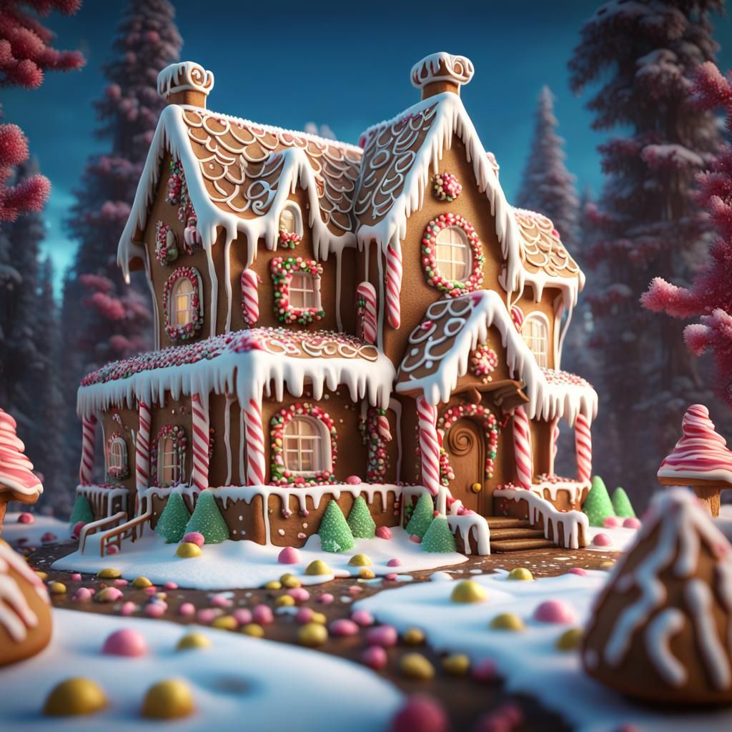 Candy Wonderland with Gingerbread Mansion, 8K