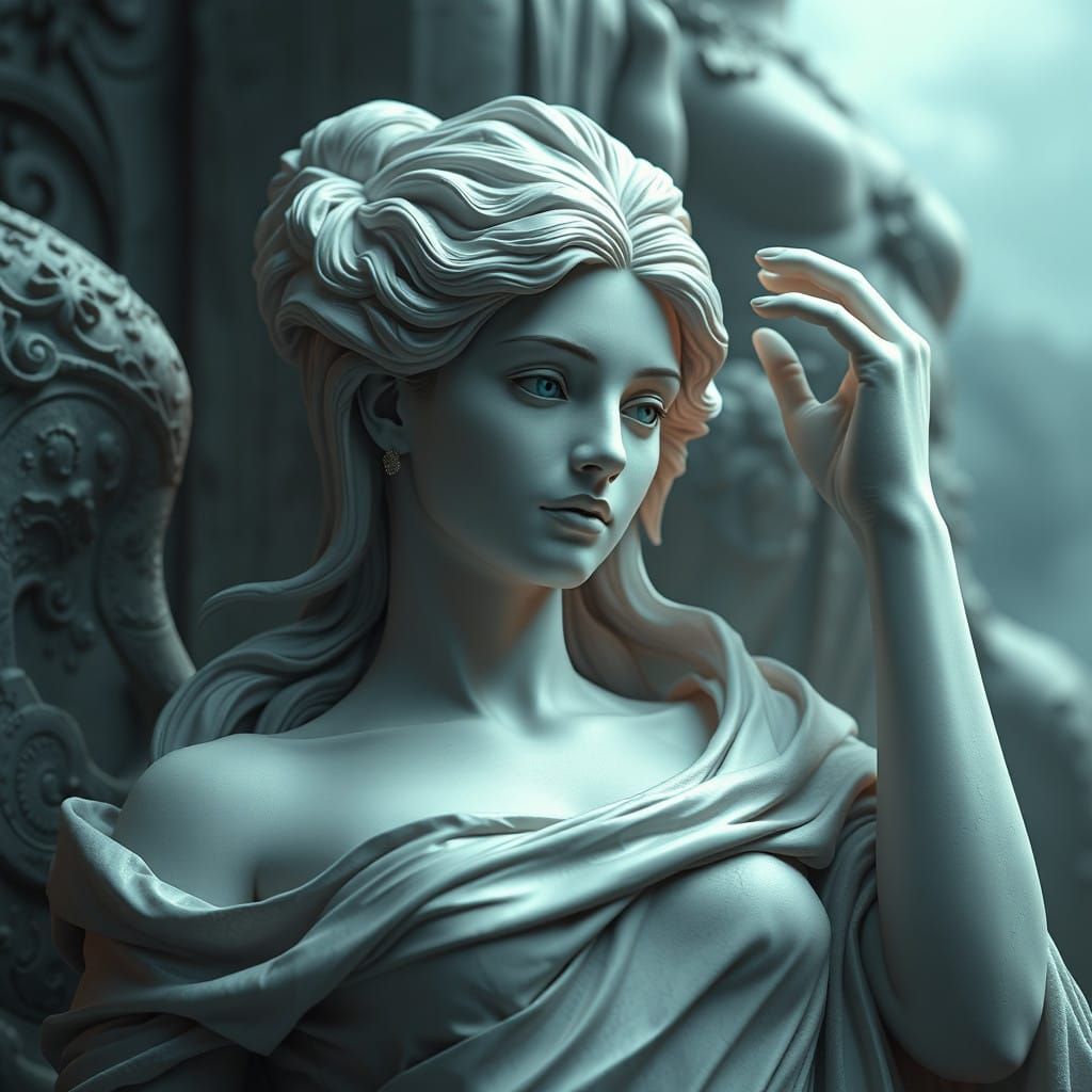 Ethereal Goddess Statue in Vibrant Whites